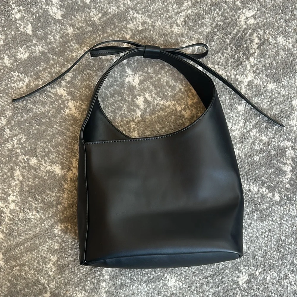 N/E Expressions NYC Vegan Black Leather Shoulder Bag